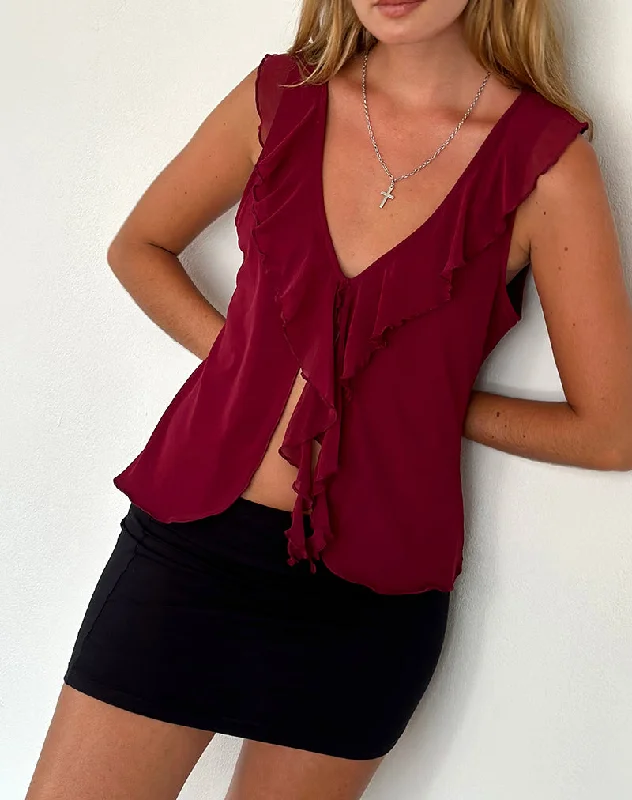 Leviosa Butterfly Top in Deep Burgundy