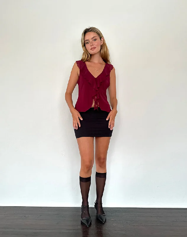 Leviosa Butterfly Top in Deep Burgundy