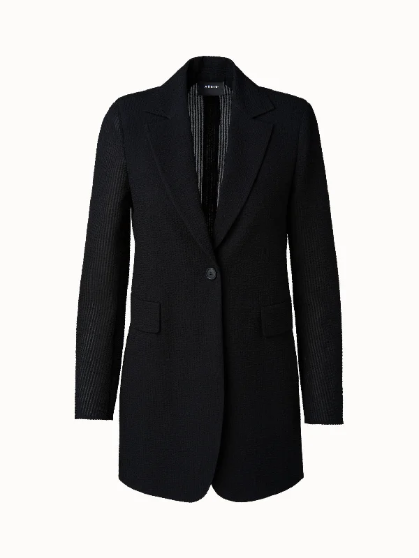 Long Wool Silk Seersucker Jacket