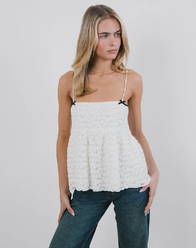 Marreta Cami Top in Dahlia Lace Ivory