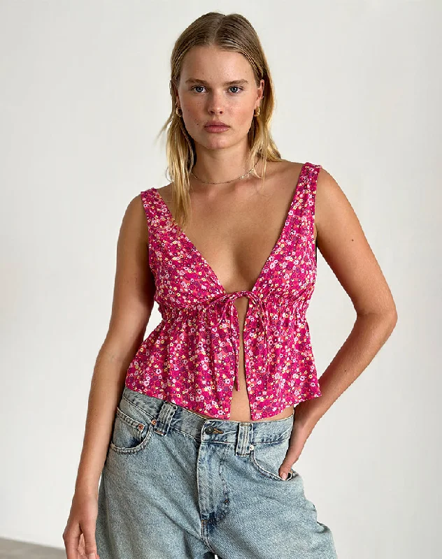 Rolia Cami Top in Ditsy Floral Pink