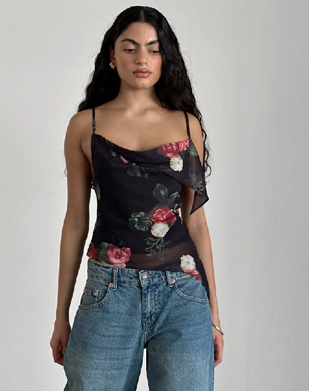 Shahira Top in Renaissance Rose Black