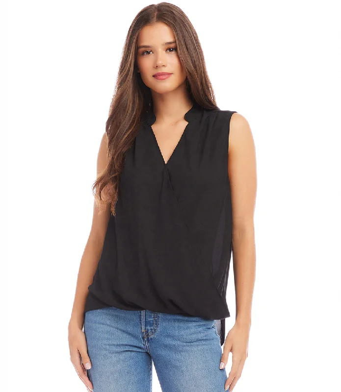 Sleeveless Drape Front Top