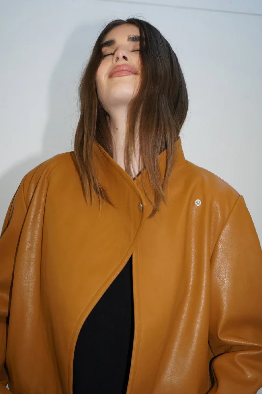 Solo Faux Leather Jacket - Toffee