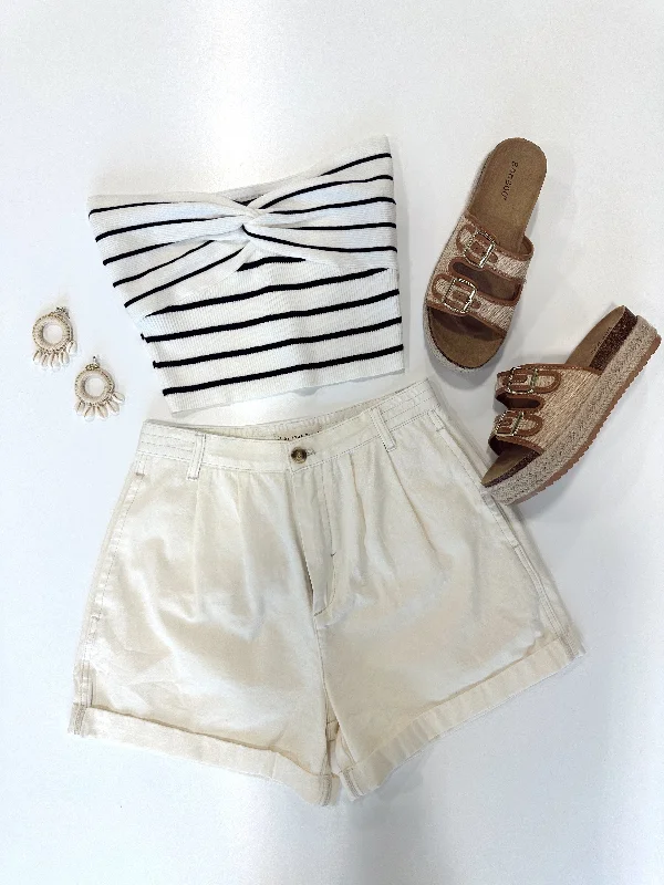 Striped Twist Front Tube Top