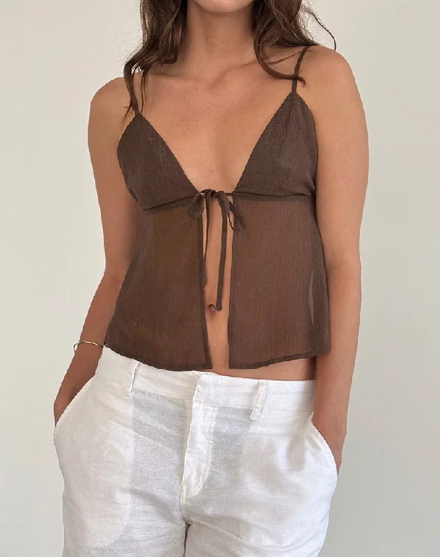 Tezza Cami Top in Brown Glitter Chiffon